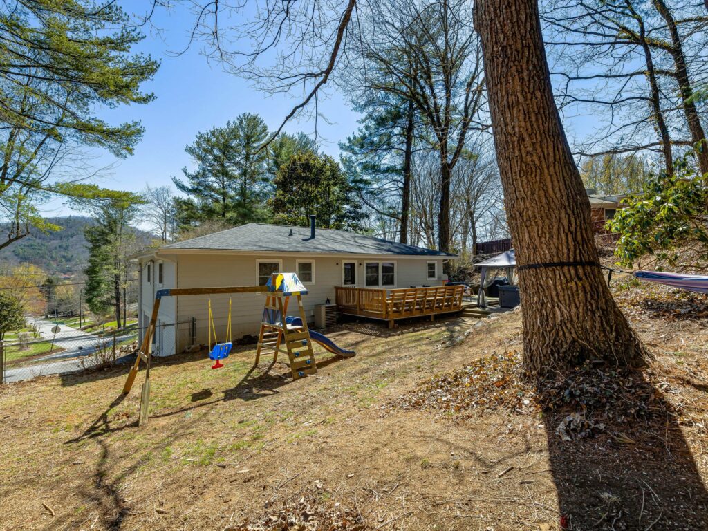 mountain views and backyard in Asheville Haw Creek home for sale