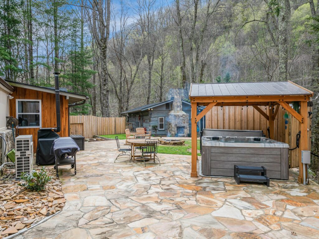 Home and cabin for sale in Maggie Valley NC, perfect for primary residence, second home, or vacation rental with hot tub