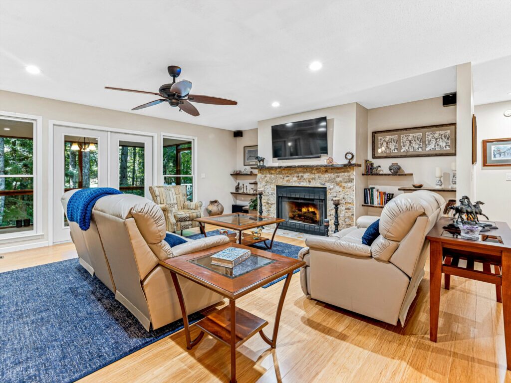 beautiful living room with fireplace Hendersonville NC