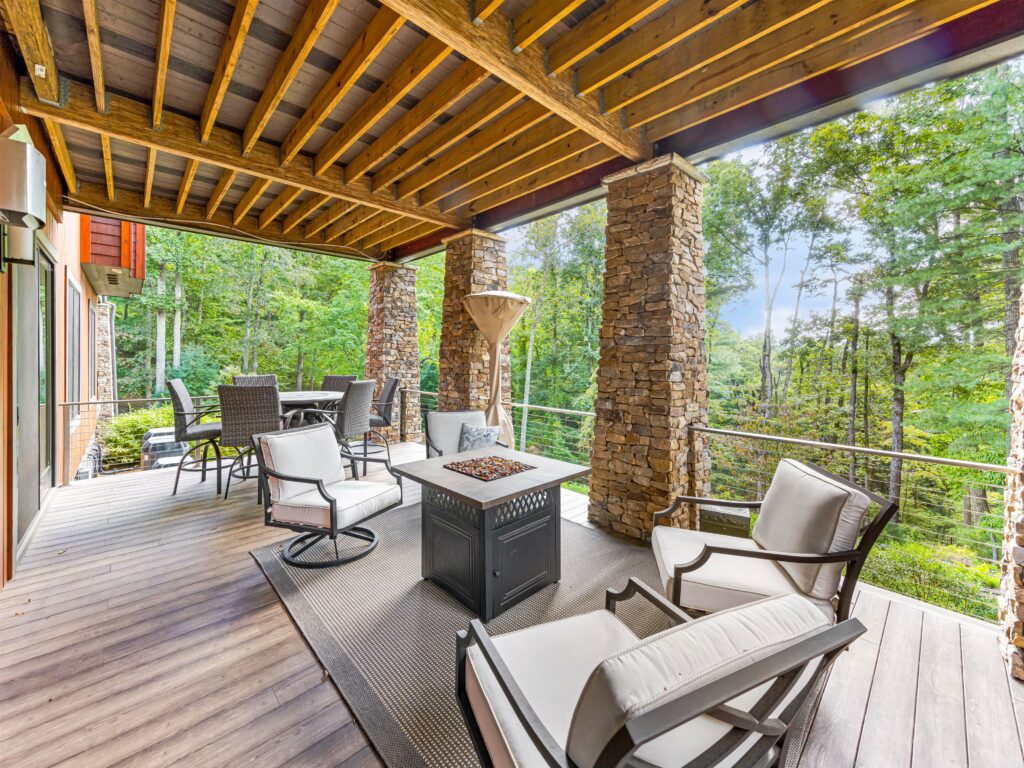 Luxurious Modern Mountain Estate in Asheville's Biltmore Park decks and outdoor spaces