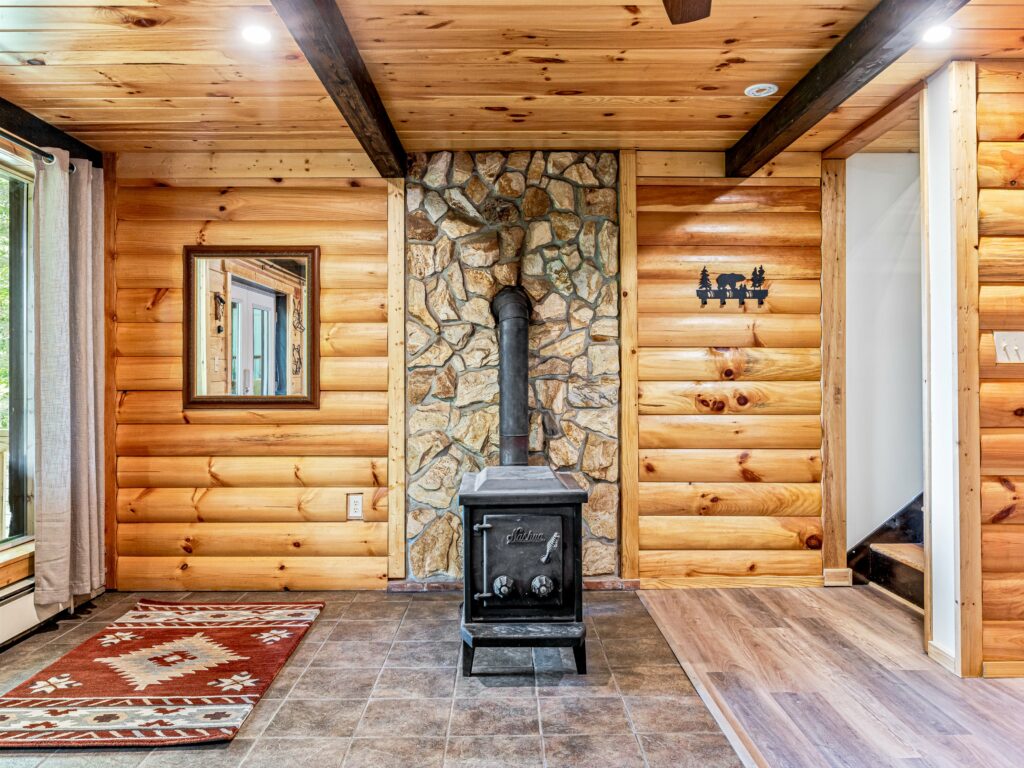 Private Fully-Furnished Wolf Laurel Home in Mars Hill NC wood stove