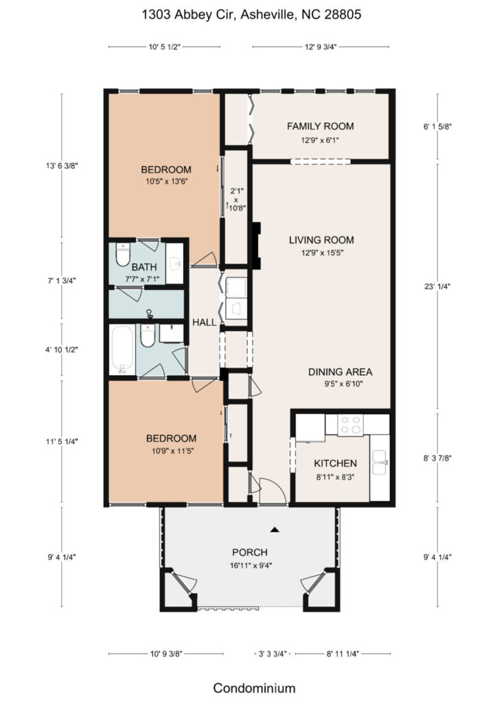 Asheville 2 bed 2 bath Condo for sale floorplan