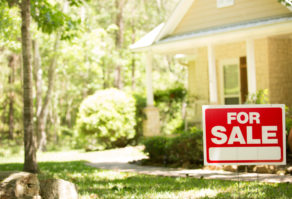 for sale sign in front yard